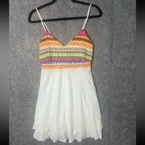 The Boutique Woman Size Medium colorful Boho sleeveless mini dress‎